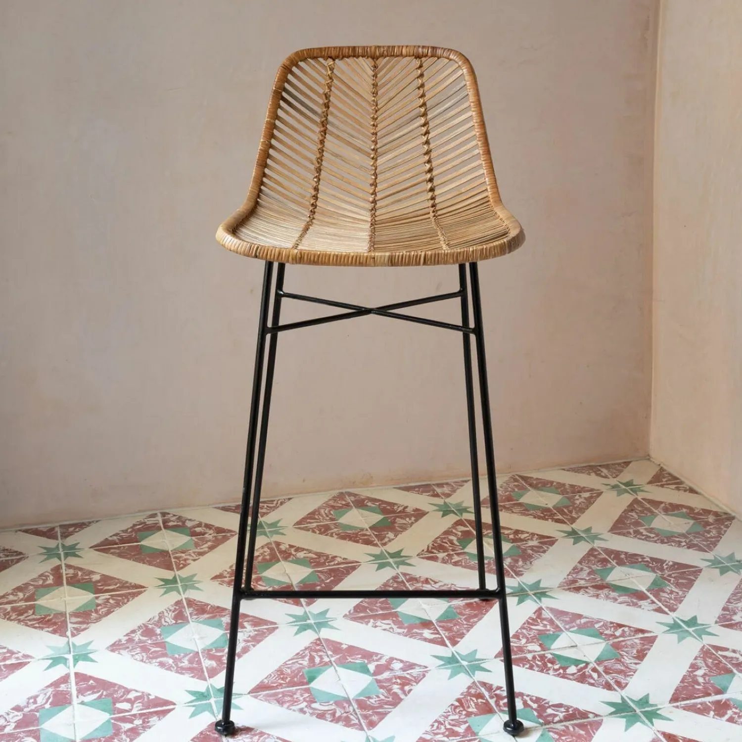 Graham & Green Oslo Natural Kitchen Stool