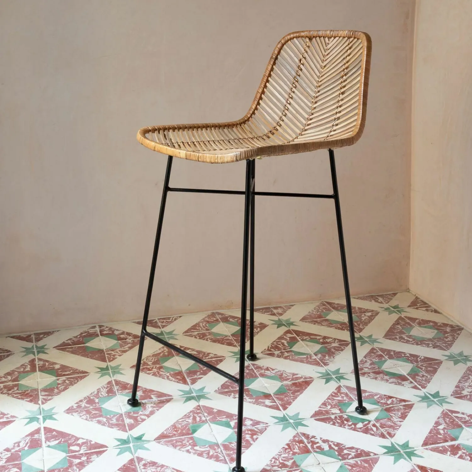 Graham & Green Oslo Natural Kitchen Stool
