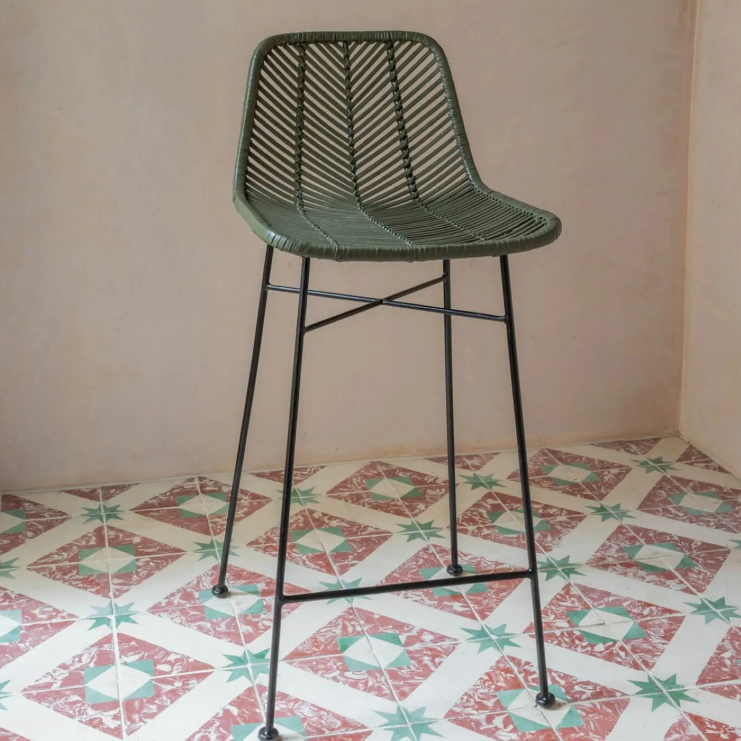 Graham & Green Oslo Olive Green Kitchen Stool