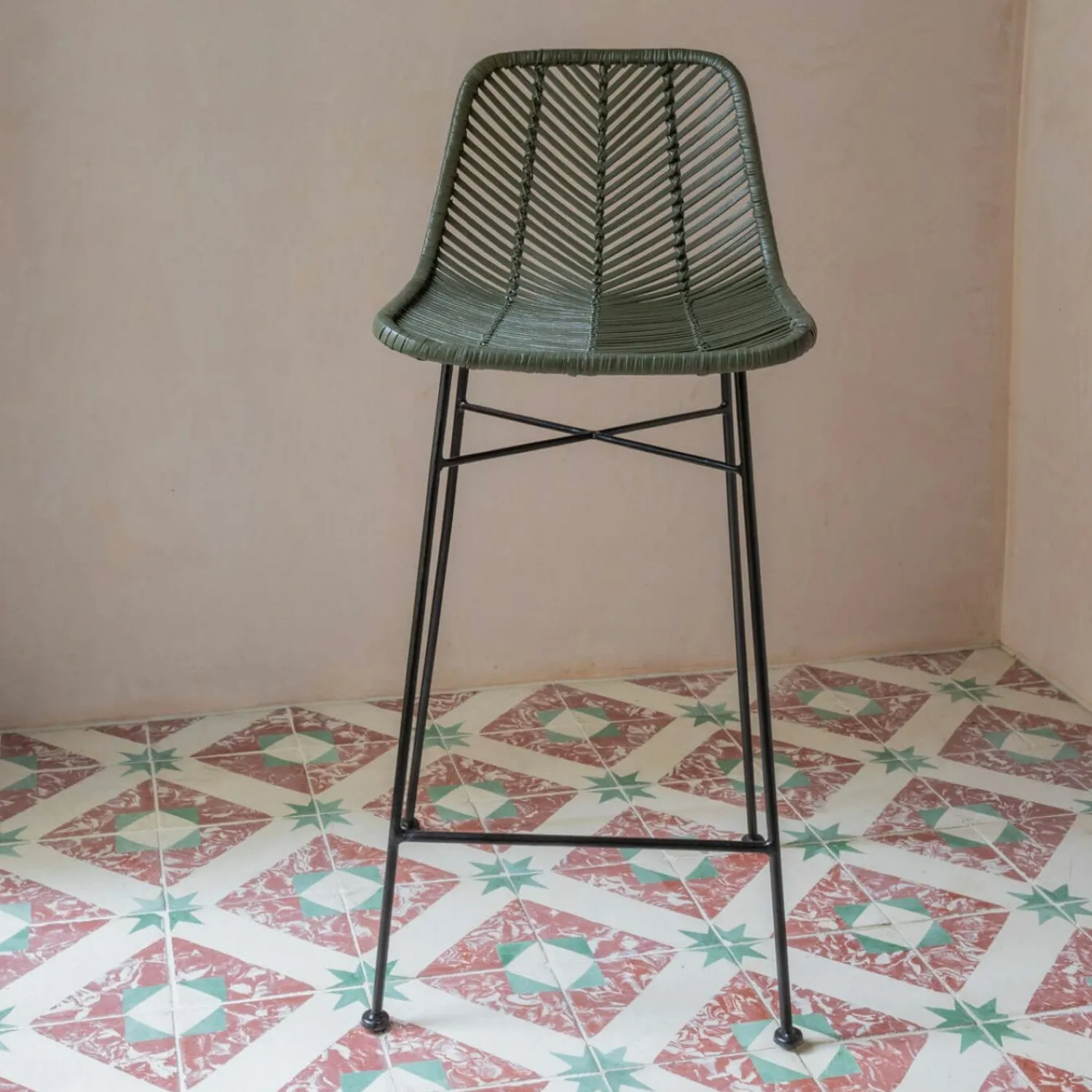 Graham & Green Oslo Olive Green Kitchen Stool
