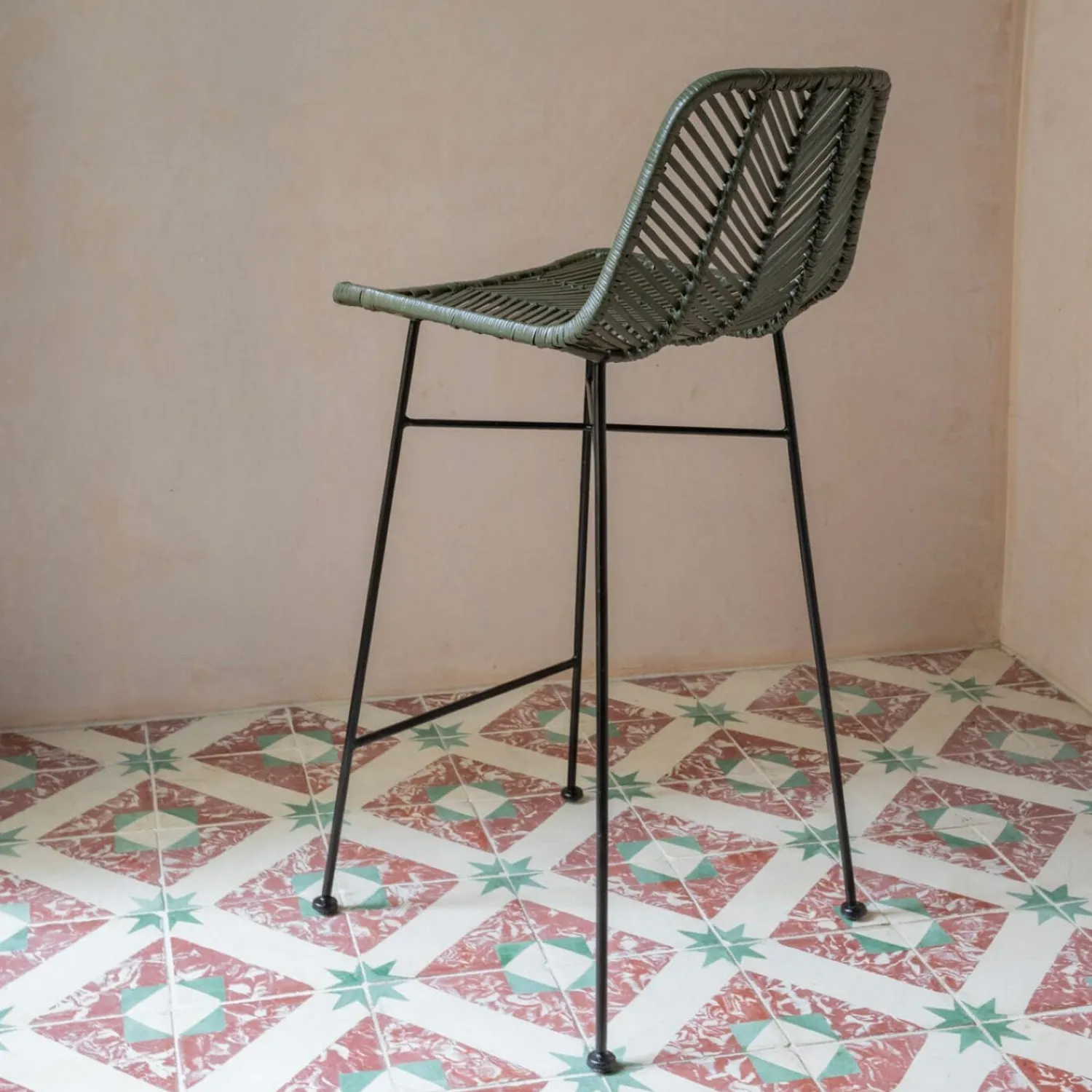 Graham & Green Oslo Olive Green Kitchen Stool