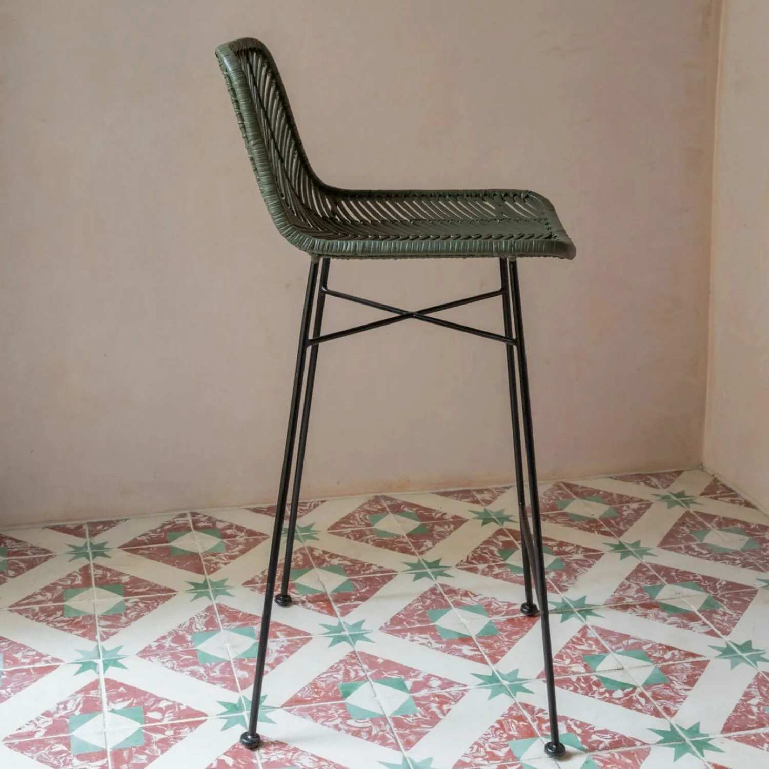 Graham & Green Oslo Olive Green Kitchen Stool