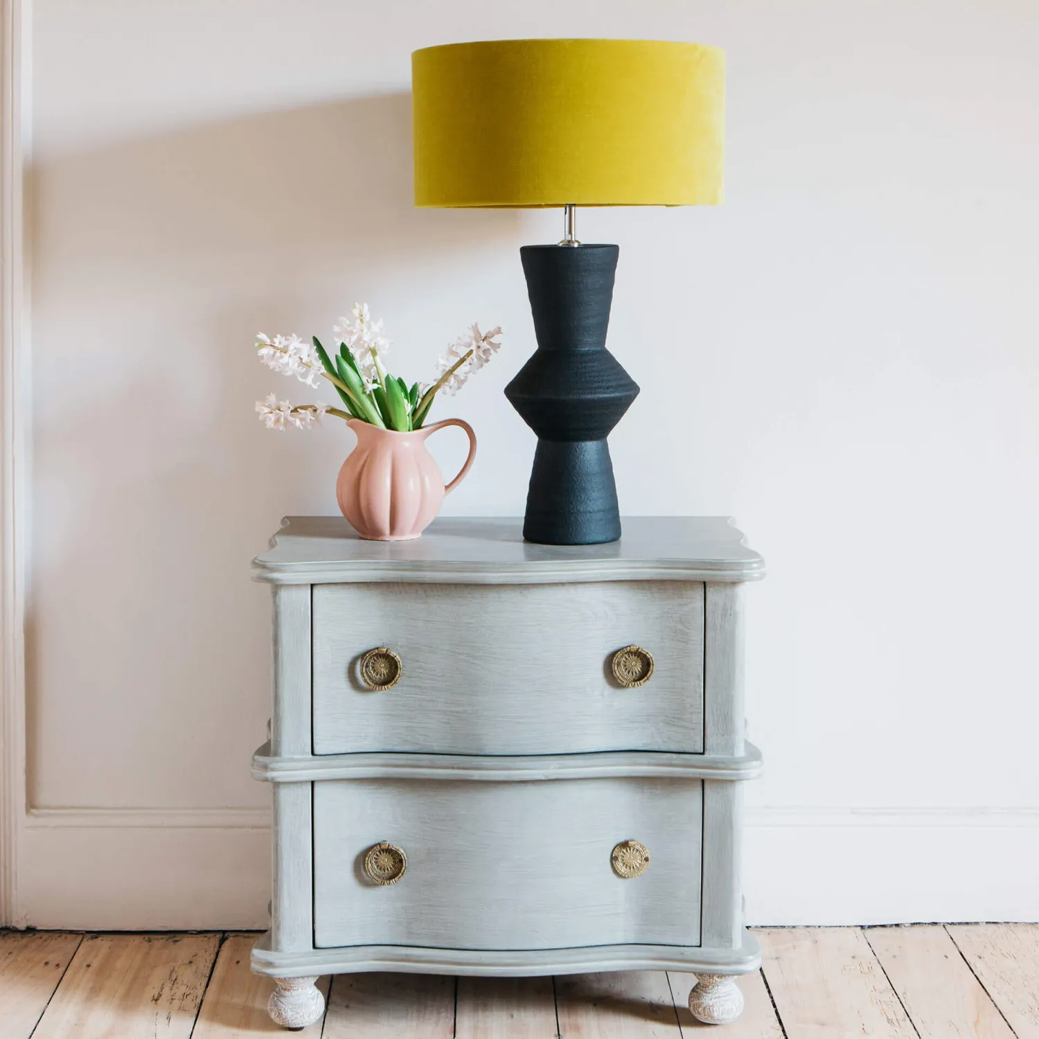 Graham & Green Oyster Two Drawer Bedside Table