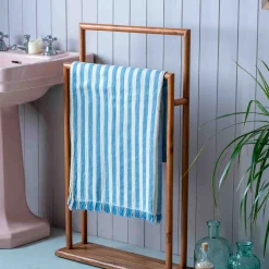 Graham & Green Pale Blue Stripe Turkish Beach Towel Wrap