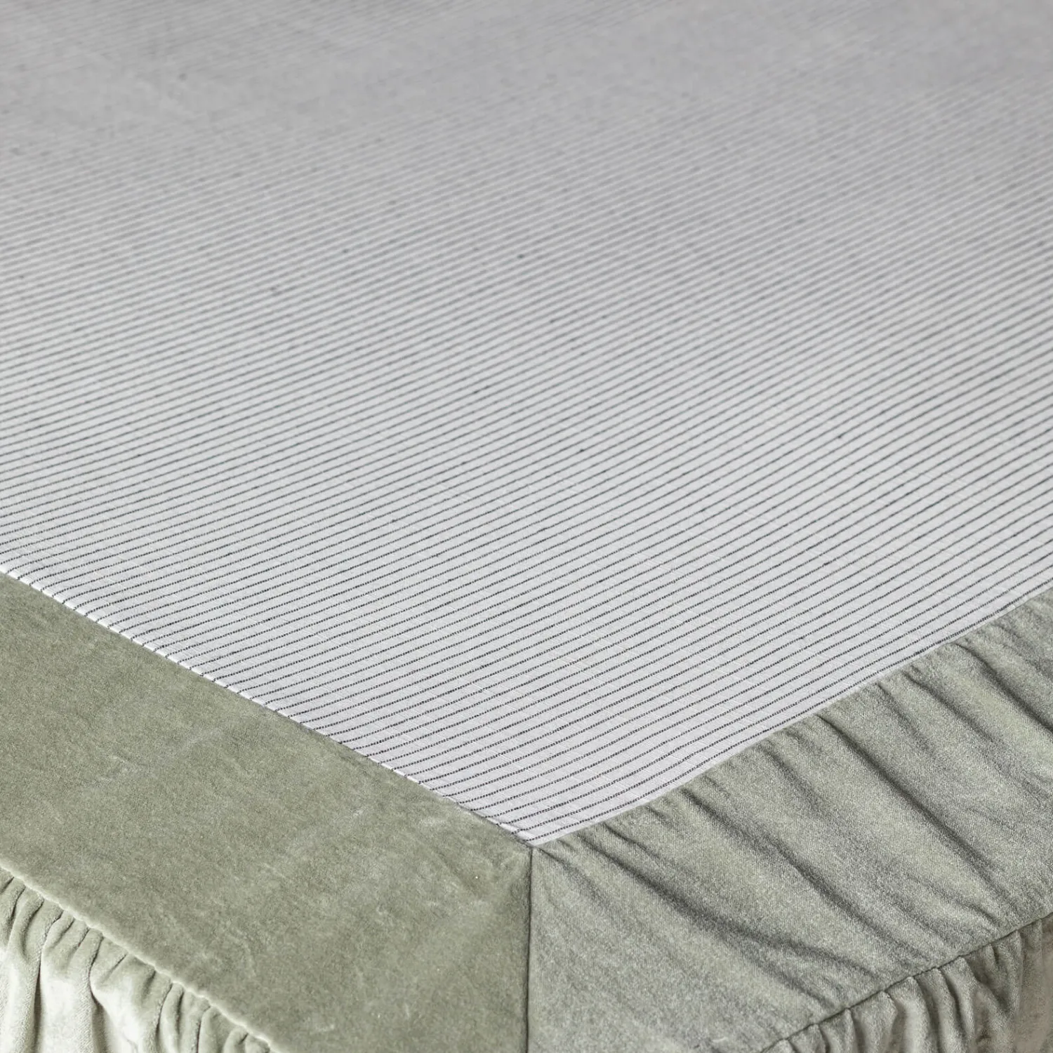 Graham & Green Pale Sage Velvet Frill Edged Valances