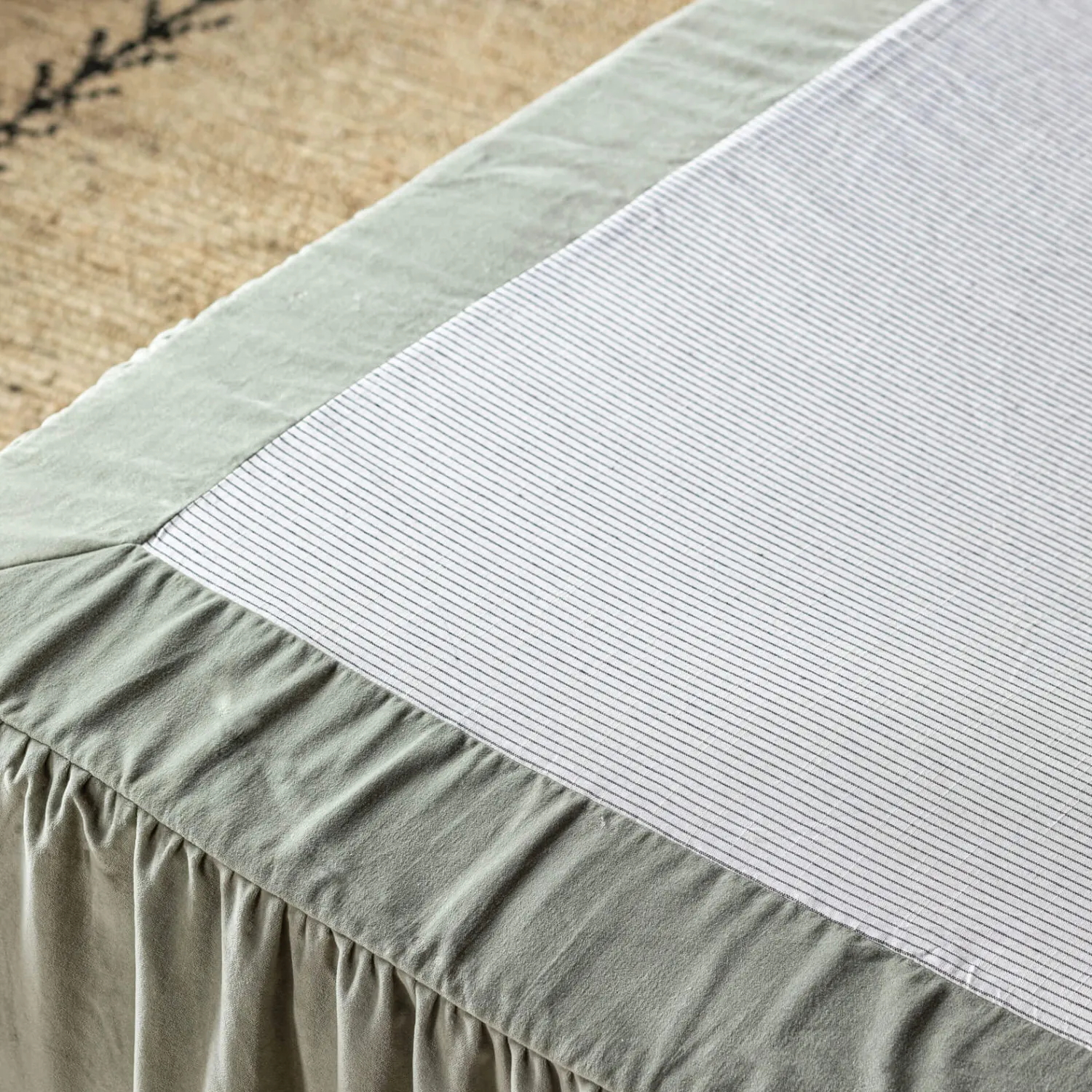 Graham & Green Pale Sage Velvet Frill Edged Valances