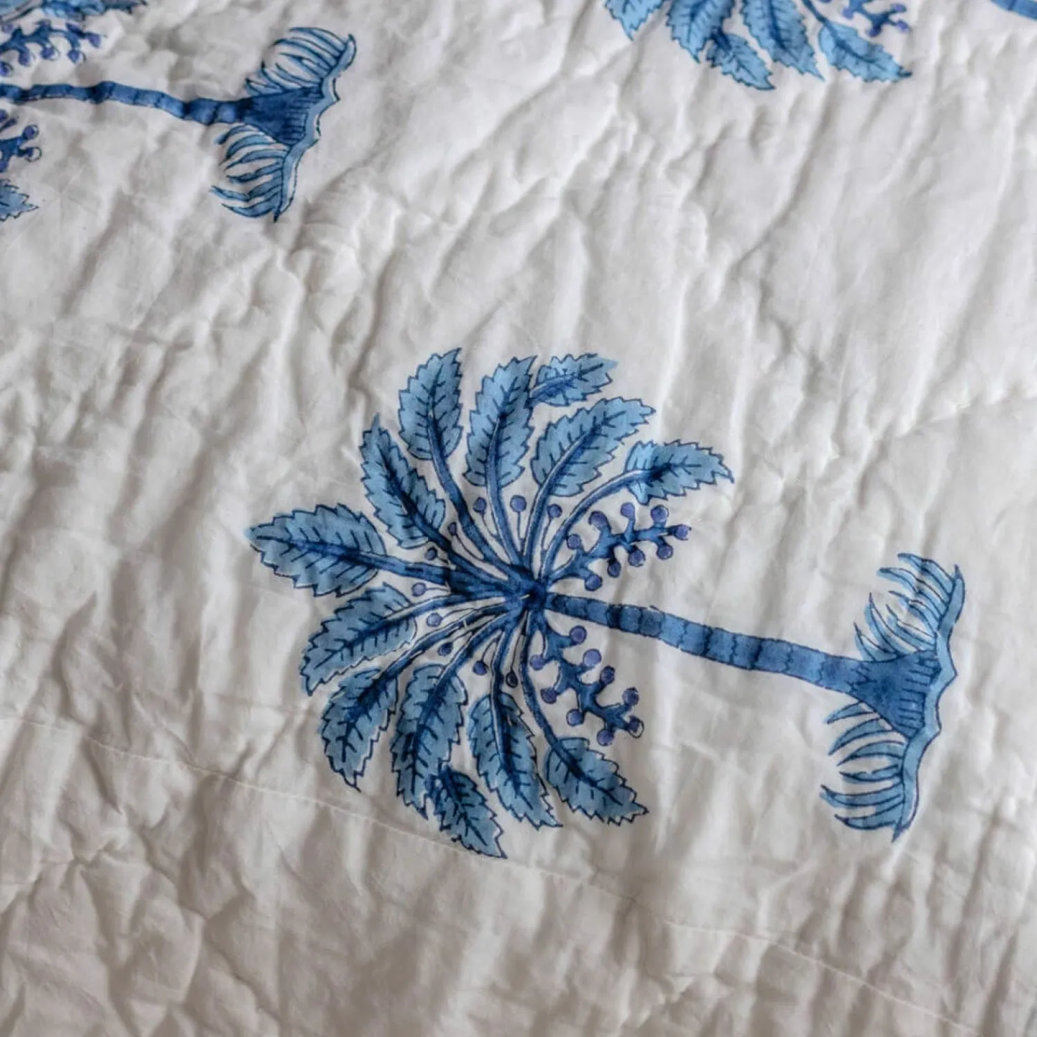 Graham & Green Palm Tree and Blue Stripe Reversible King Size Quilt