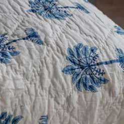 Graham & Green Palm Tree and Blue Stripe Reversible King Size Quilt