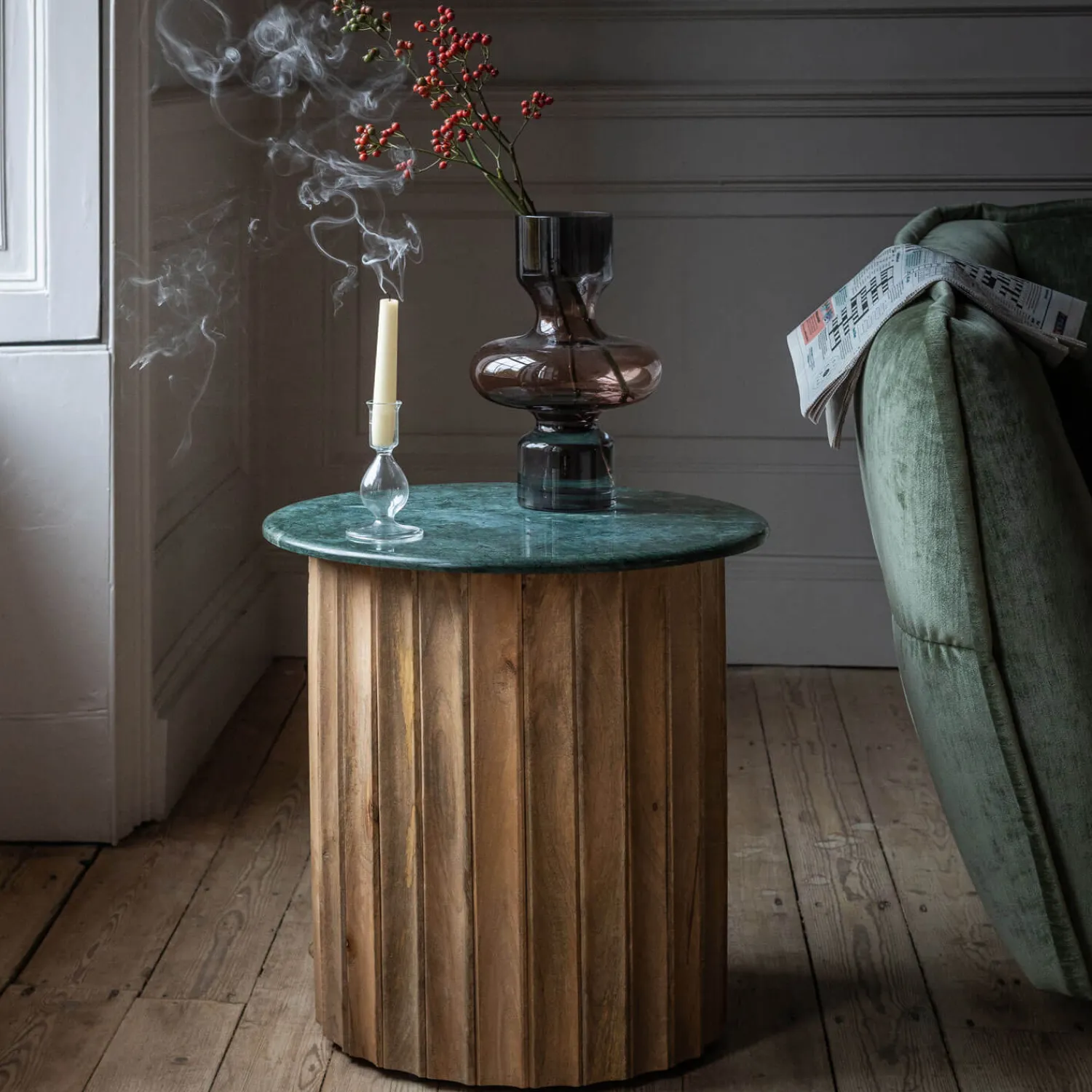 Graham & Green Parker Green Marble Side Table