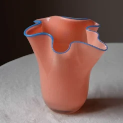 Graham & Green Peach and Blue Ruffle Vase - Medium