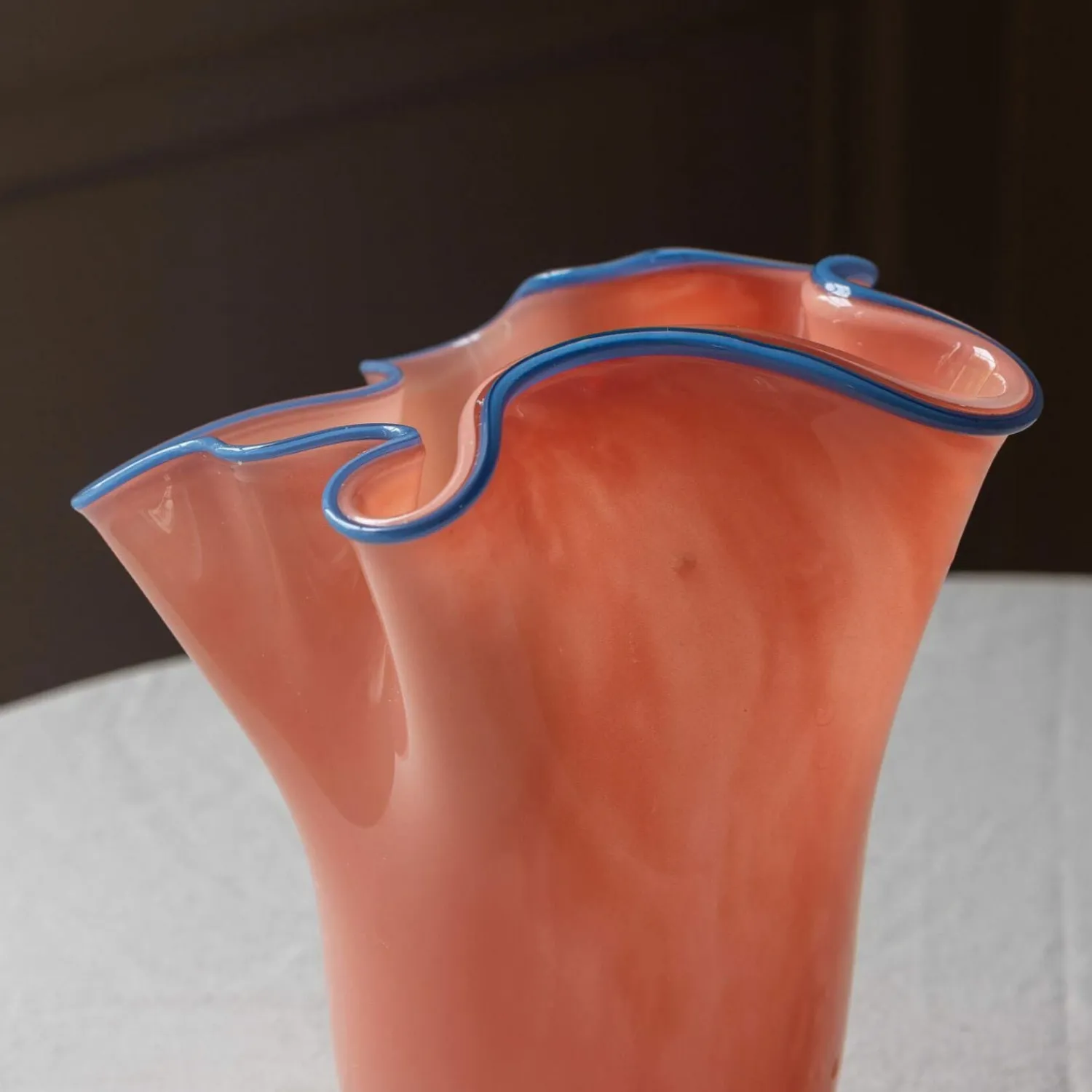 Graham & Green Peach and Blue Ruffle Vase - Medium