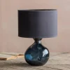 Graham & Green Petrol Blue Recycled Glass Table Lamp