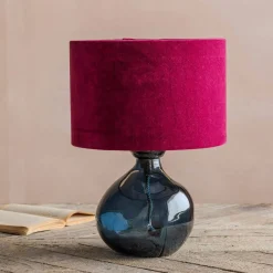 Graham & Green Petrol Blue Recycled Glass Table Lamp