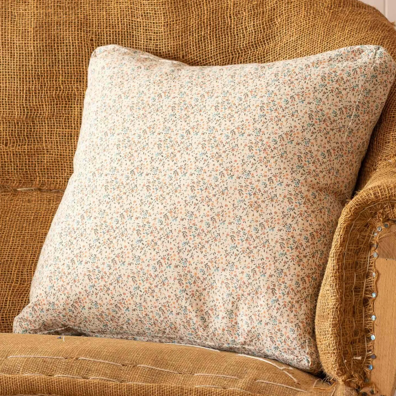 Graham & Green Pink and Blue Floral Square Cushion