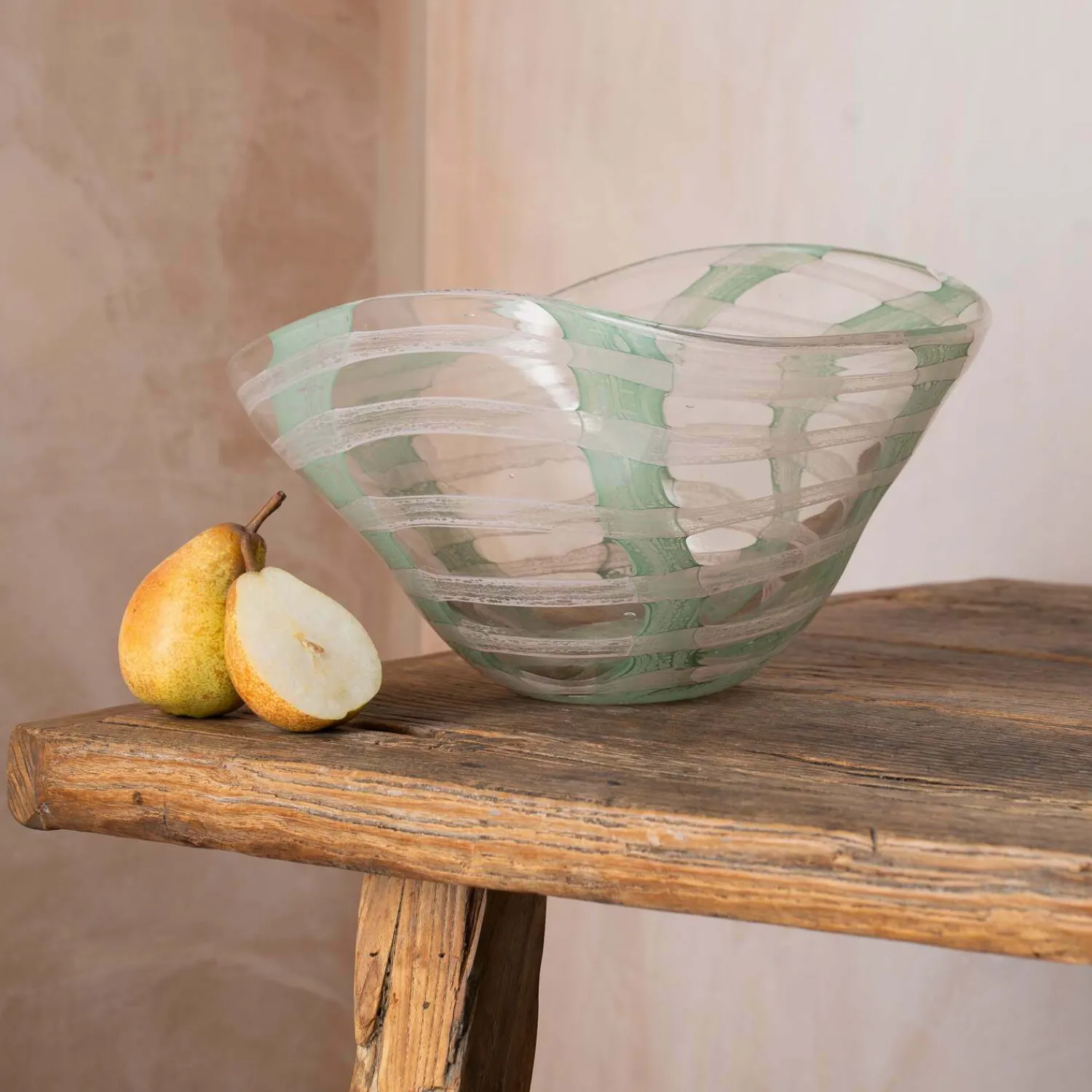 Graham & Green Pink and Jade Glass Bowl