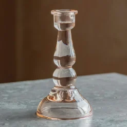 Graham & Green Pink Glass Candle Holder