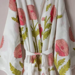 Graham & Green Pink Pavot Flower Block Printed Dressing Gowns