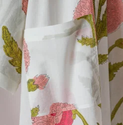 Graham & Green Pink Pavot Flower Block Printed Dressing Gowns