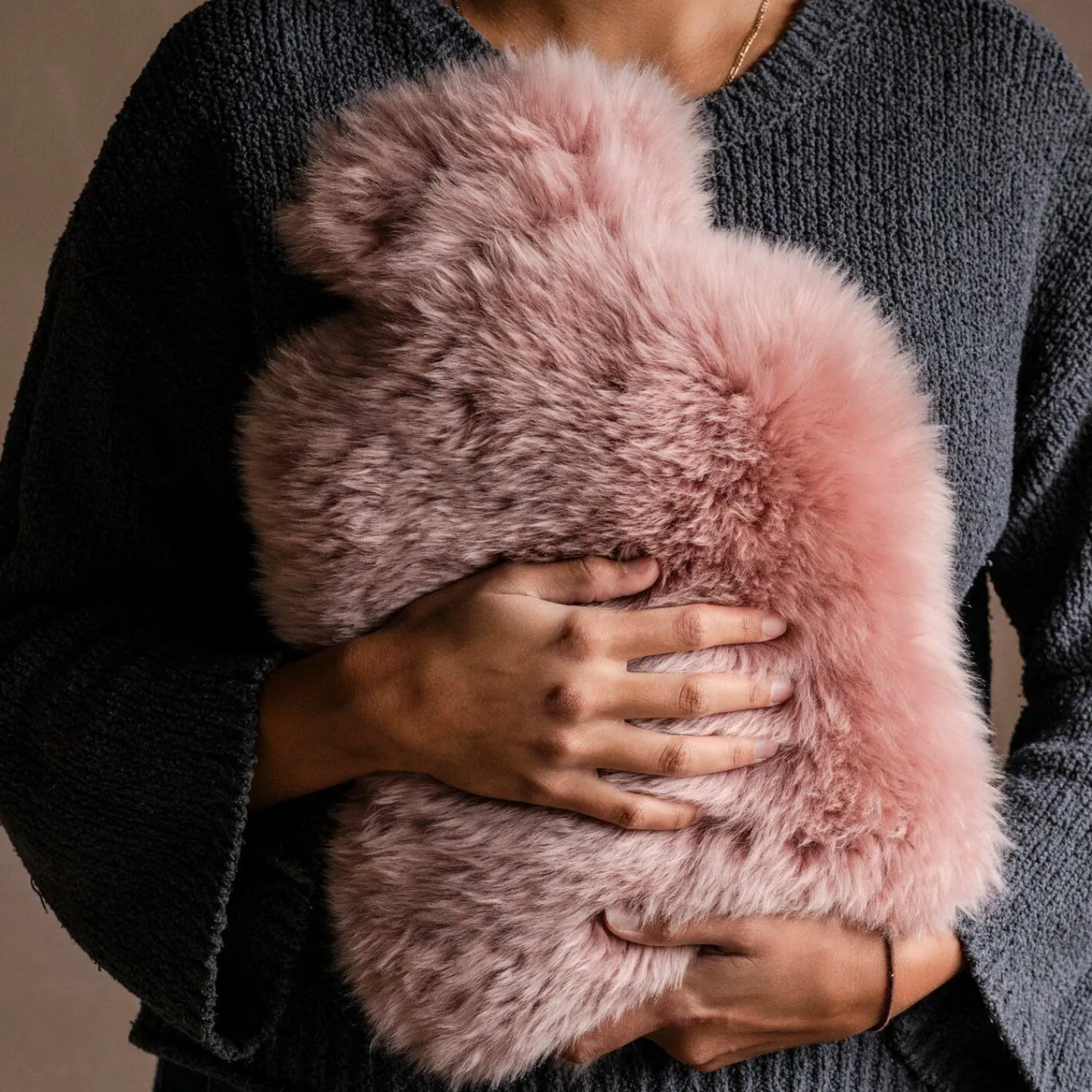 Graham & Green Pink Sheepskin Hot Water Bottle