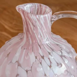 Graham & Green Pink Speckle Glass Pitcher