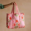 Graham & Green Pink Stripe and Floral Cotton Tote Bag