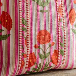 Graham & Green Pink Stripe and Floral Cotton Tote Bag
