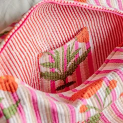 Graham & Green Pink Stripe and Floral Weekend Bag - Small
