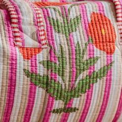 Graham & Green Pink Stripe and Floral Weekend Bag - Small