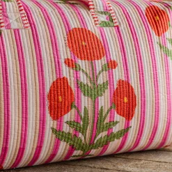 Graham & Green Pink Stripe and Floral Weekend Bag - Large