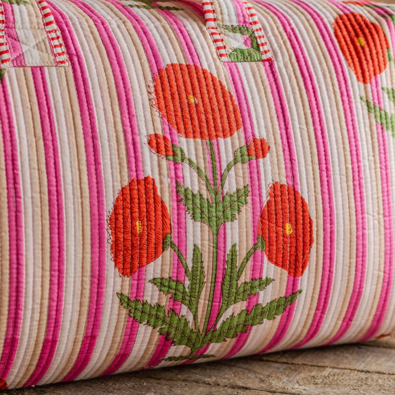 Graham & Green Pink Stripe and Floral Weekend Bag - Large