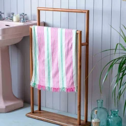 Graham & Green Pink Wide Stripe Turkish Beach Towel Wrap