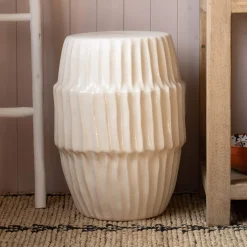Graham & Green Piped White Ceramic Side Table
