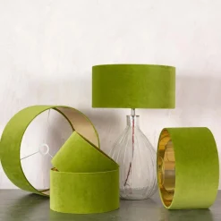 Graham & Green Pistachio Green Velvet Lamp Shades