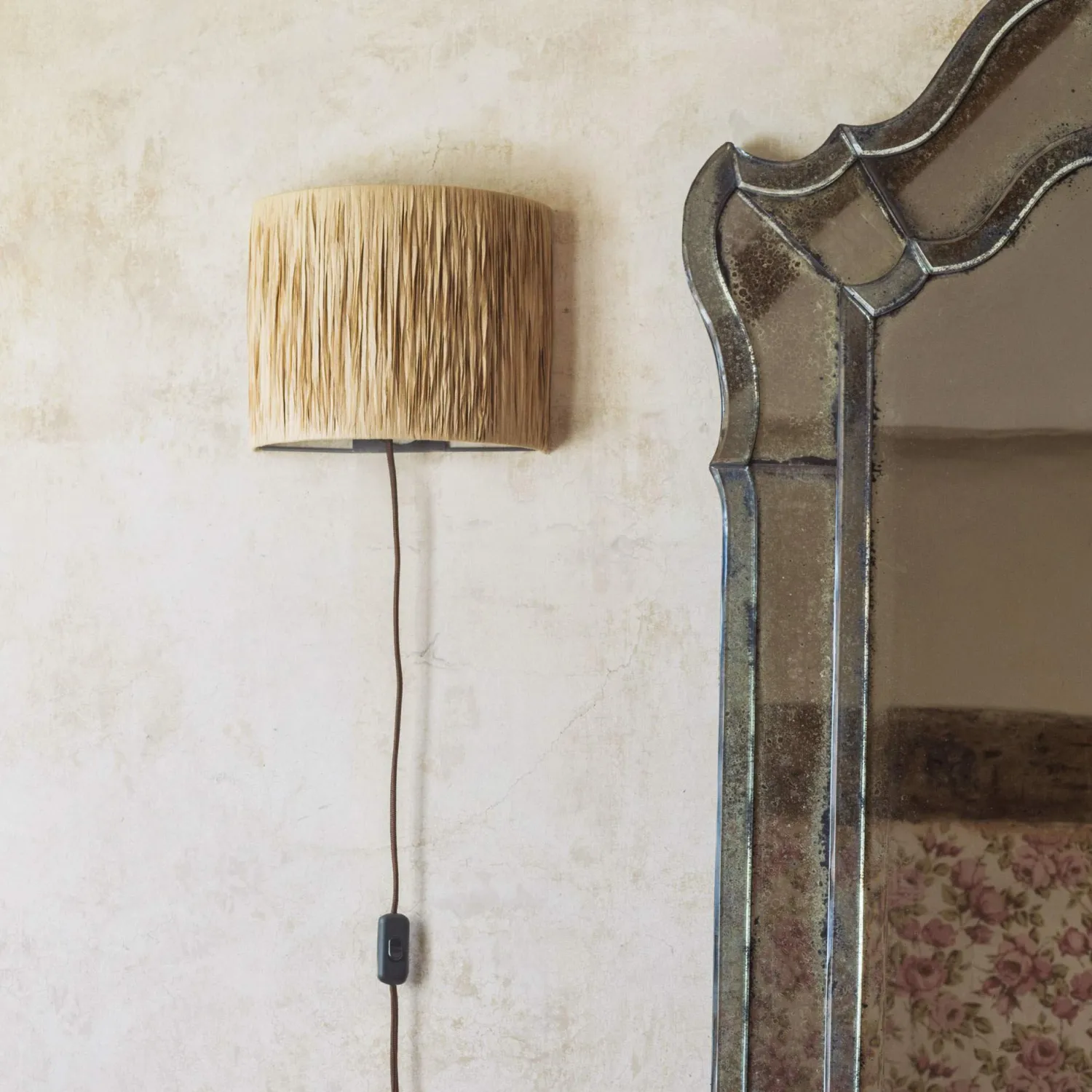 Graham & Green Raffia and Metal Wall Light