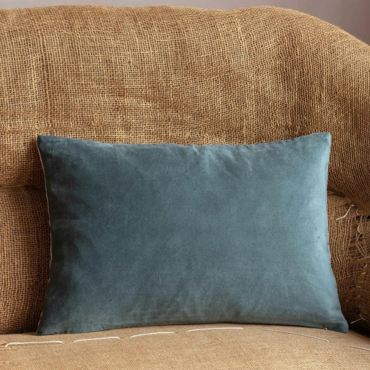 Graham & Green Rectangular Velvet and Linen Backed Cushions