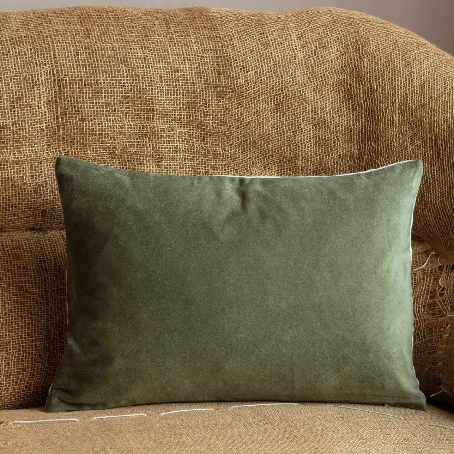 Graham & Green Rectangular Velvet and Linen Backed Cushions