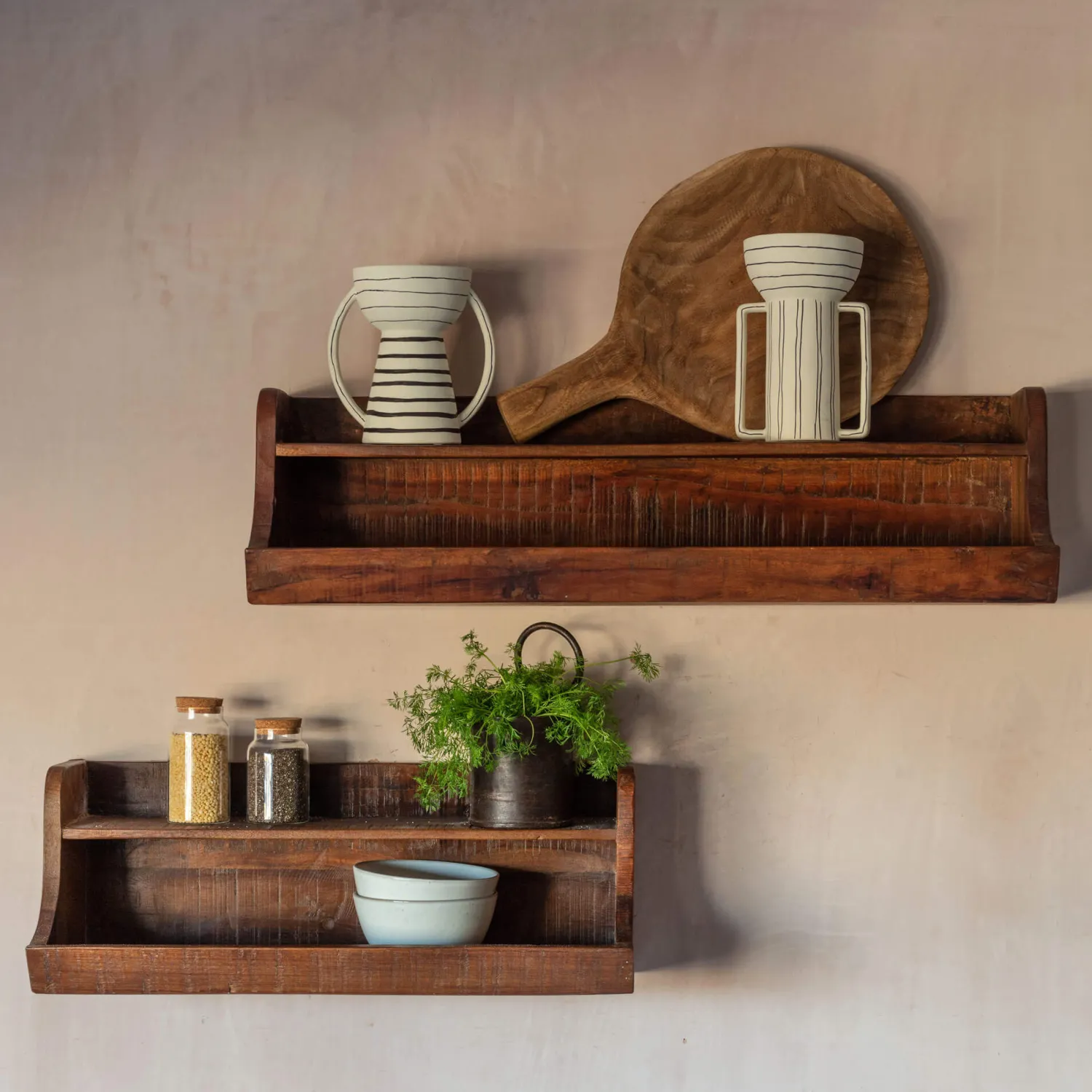 Graham & Green Recycled Wood Two Tier Shelf 80cm