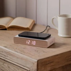 Graham & Green Retro White LED Alarm Clock Phone Charger