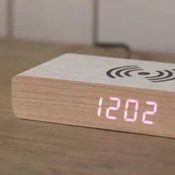 Graham & Green Retro White LED Alarm Clock Phone Charger