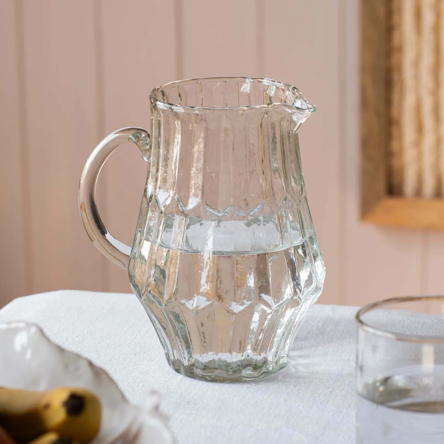 Graham & Green Ridged Clear Glass Jug