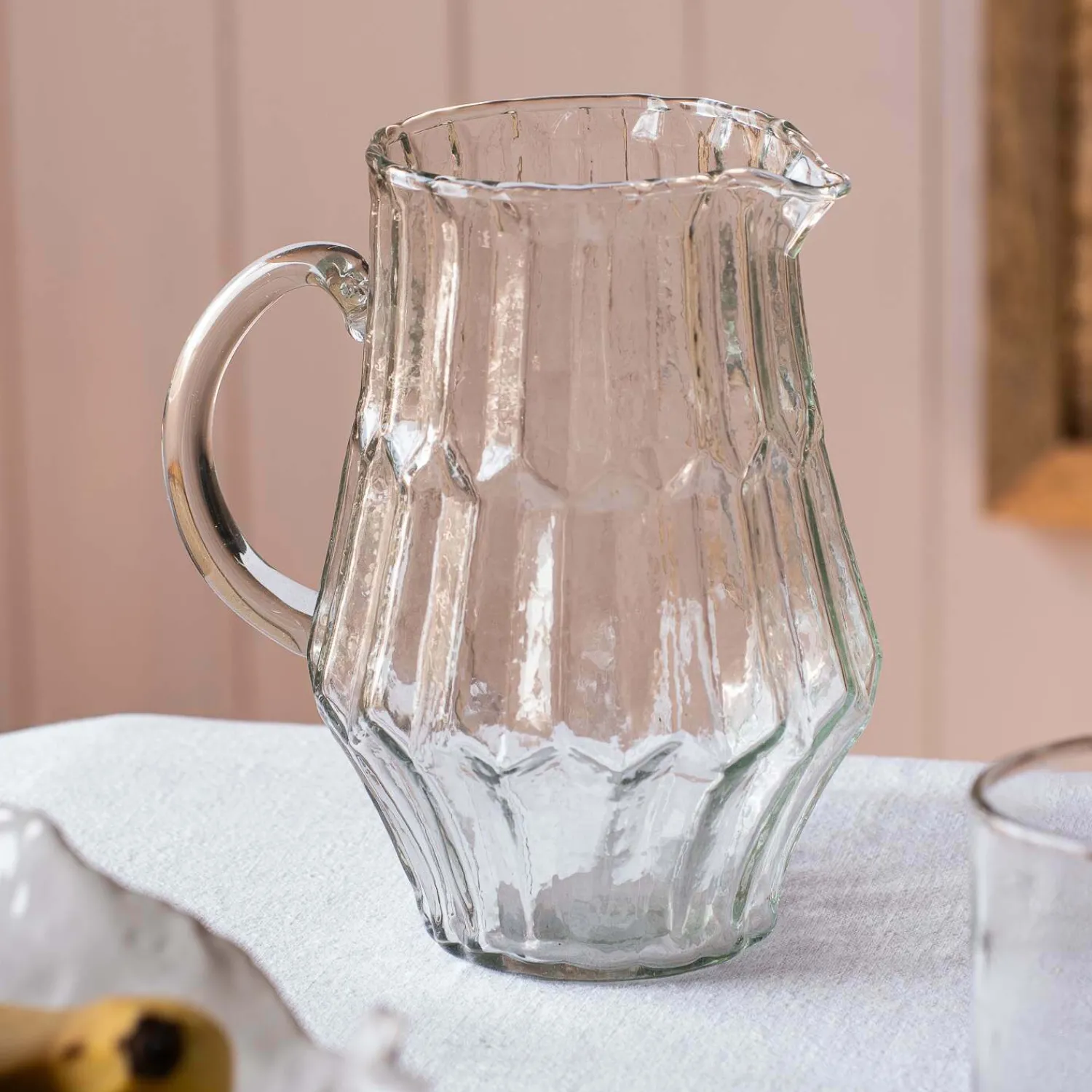 Graham & Green Ridged Clear Glass Jug