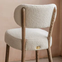 Graham & Green Rigby White Bouclé Kitchen Stool