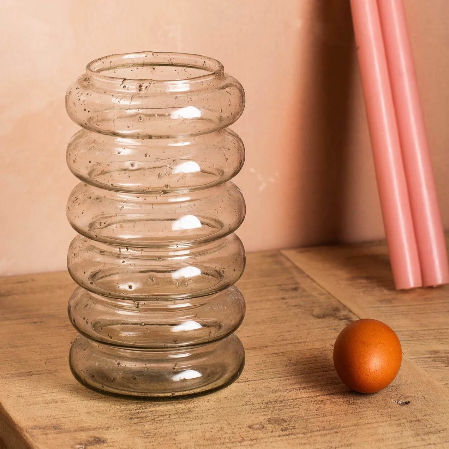 Graham & Green Ringed Speckled Glass Vase