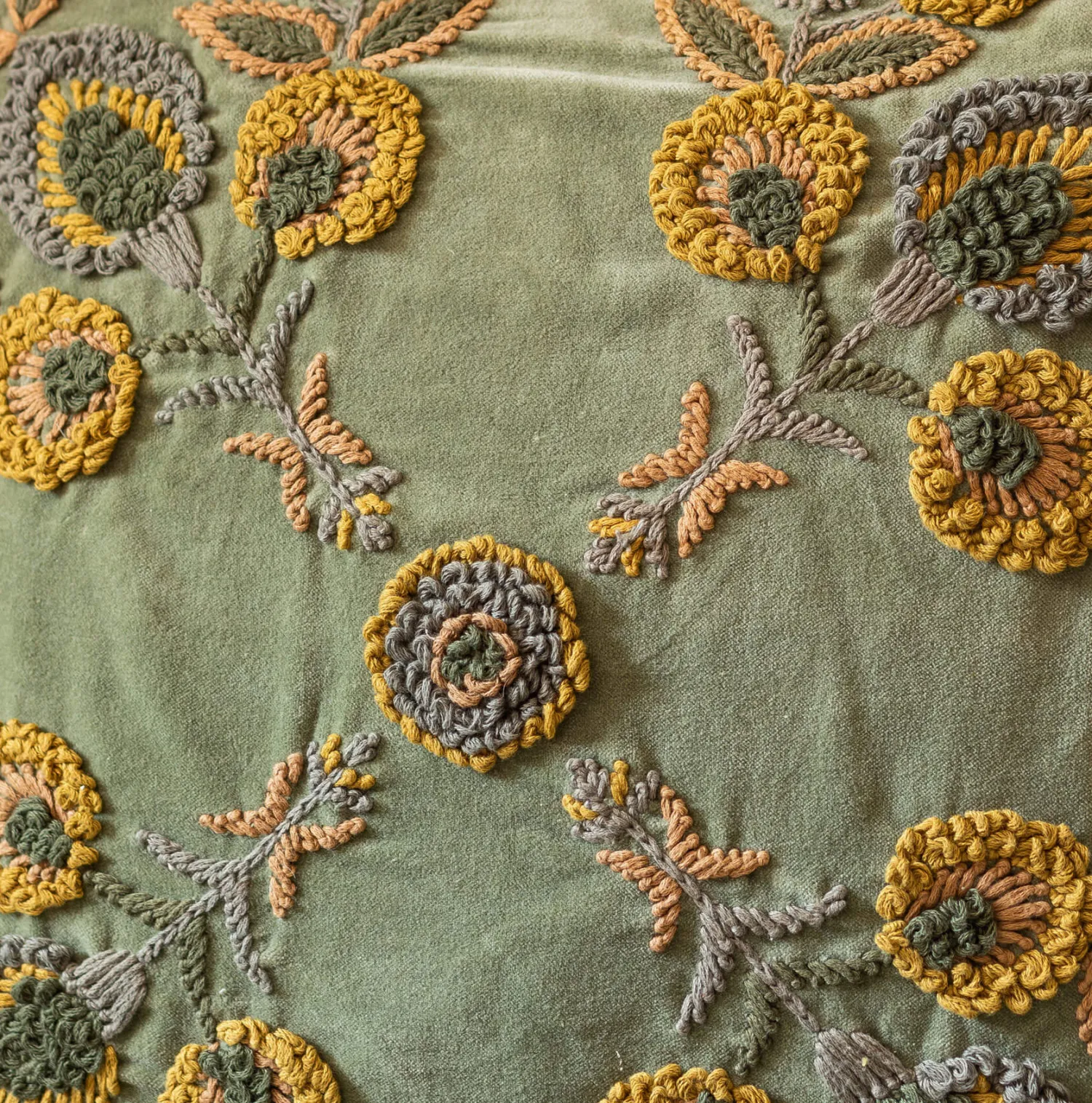 Graham & Green Romy Embroidered Velvet Square Cushion