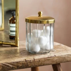 Graham & Green Rosalie Antique Gold Glass Storage Container