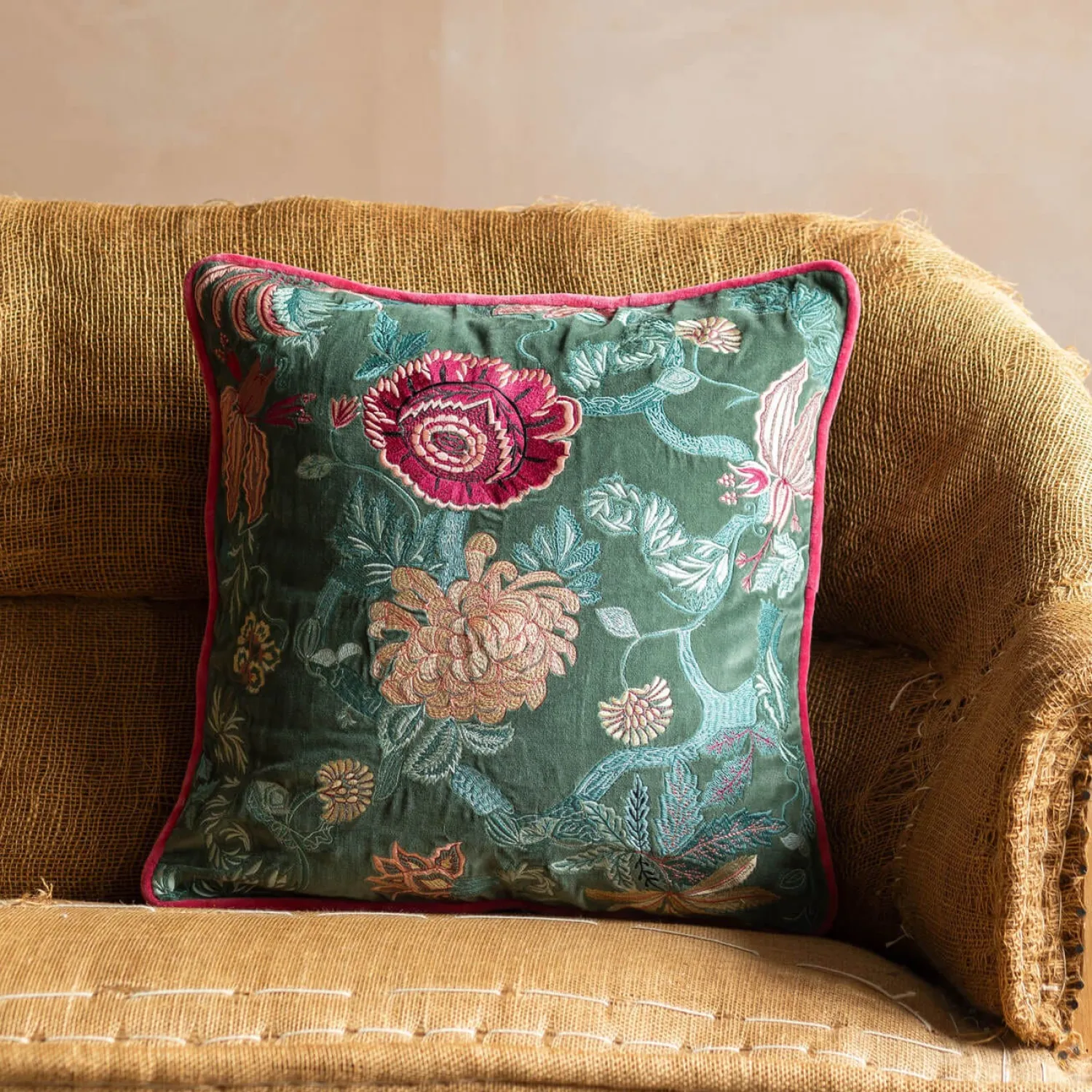Graham & Green Rosalind Embroidered Square Cushions