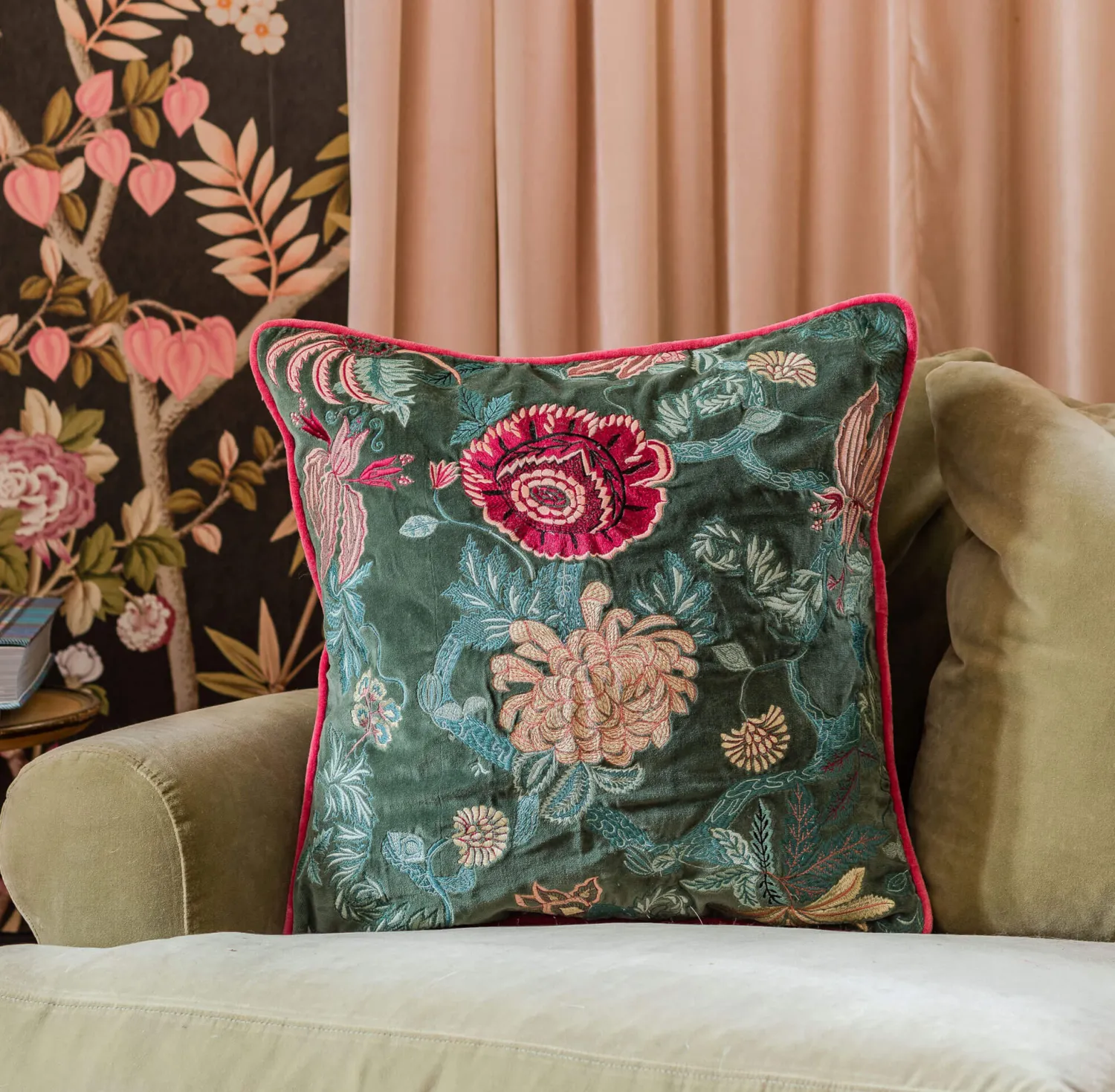 Graham & Green Rosalind Embroidered Square Cushions