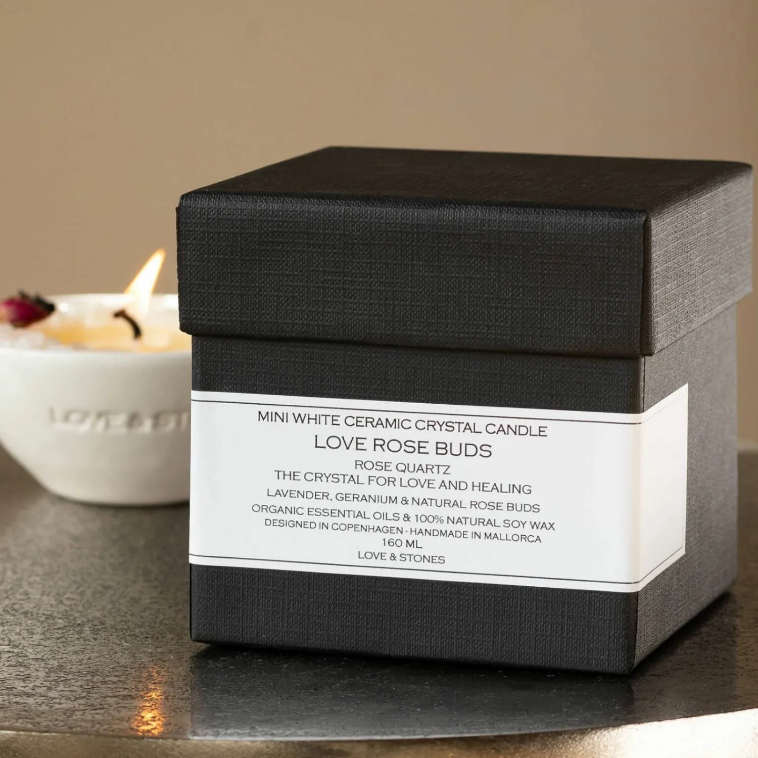Graham & Green Rose Bud Crystal Natural Wax Candle