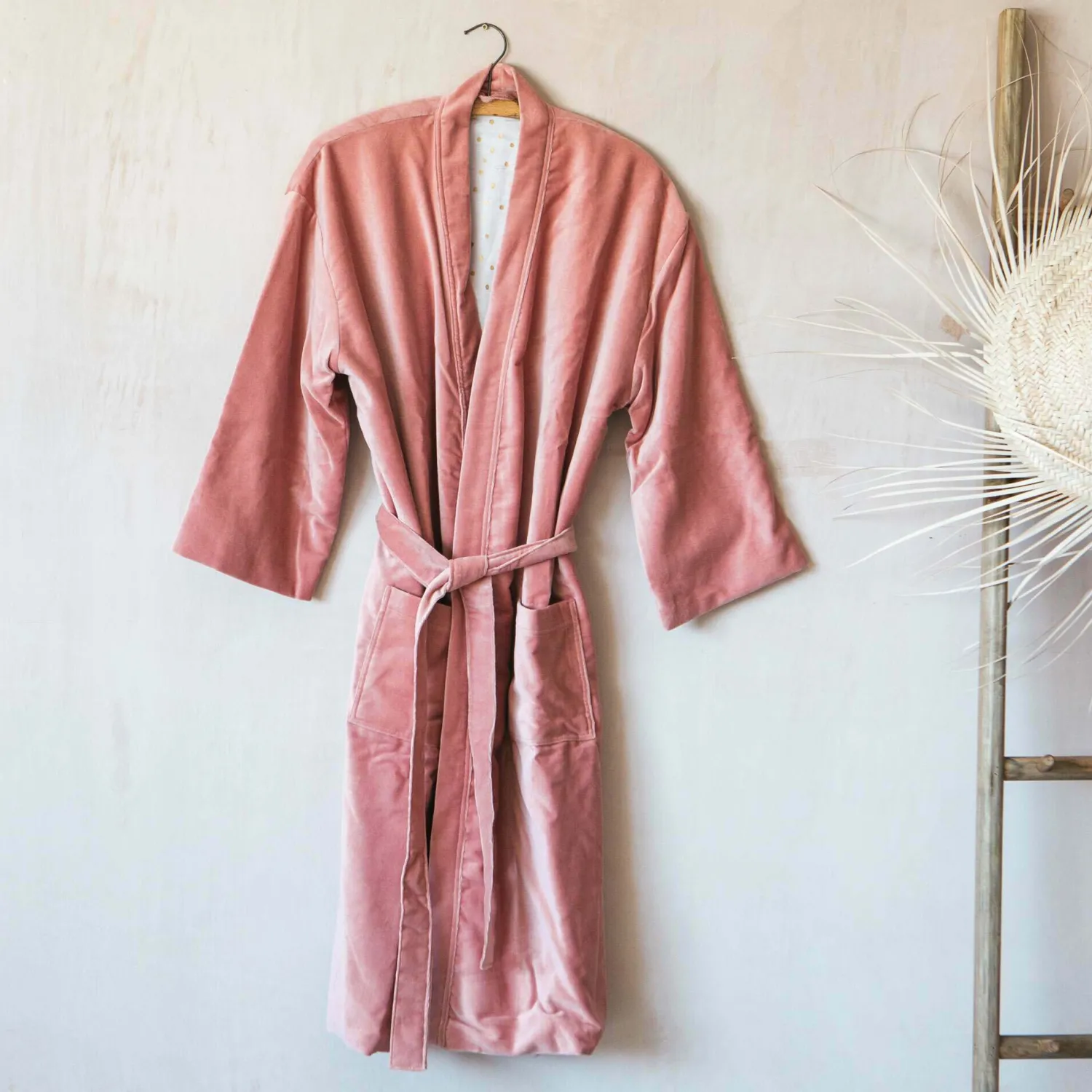 Graham & Green Rose Velvet Kimono Dressing Gown - Large/Extra Large