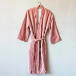 Graham & Green Rose Velvet Kimono Dressing Gown - Large/Extra Large